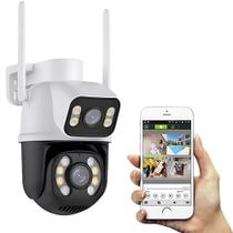 Câmera IP Speed Dome Wi-Fi de Segurança 2 em 1 Fixa + Rotativa com Áudio Detector de Movimento