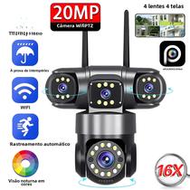 Câmera IP WIFI 360 De 20MP Com 4 Lentes E 4 Telas graus Auto Rastreamento PTZ CCTV Visão Noturna Áudio