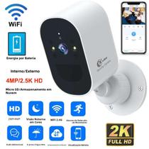 Câmera IP WiFi 4MP Com Bateria Recarregável Para Vigilância Externa, Visão Noturna Colorida, Monitor