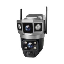 Câmera IP WiFi À Prova D'água De 12MP Com Painel Solar De Lente Dupla, Detecção De Movimento PIR,