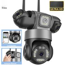 Câmera IP WiFi Externa 6K 12MP HD iCsee Com Três Telas, Detecção Humana Por IA, À Prova D'água, CCTV