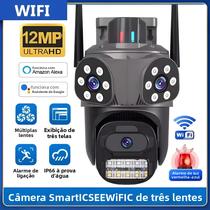 Câmera IP WIFI PTZ De 12MP Para Exterior Com 3 Telas, Detecção Humana Por IA, À Prova D'água, Sem Câmera IP WIFI PTZ De 12MP Para Exterior Com 3 Telas, Detecção Humana Por IA, À Prova D'água, Sem
