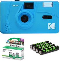 Câmera Kodak M35, Filme e Baterias: Fujifilm Negativos (3x36) e Pilhas AAA (4xAlcalinas) - BluebirdSales