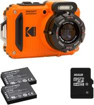 Câmera kodak pixpro wpz2 waterproof orange (2 bat + mem 16gb)