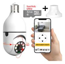 Câmera Lampada 360 Wifi Giratoria Sem Fio +cartão De Memória