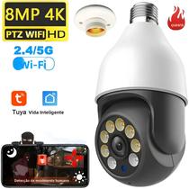 Câmera Lâmpada Inteligente 8MP 5G TUYA WiFi E27 PTZ IP De Vigilância CCTV Com Visão Noturna Para