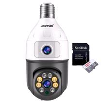 Câmera Lâmpada IP 360g Sem Fio Segurança HD 1080 Visão Noturna Infravermelha WiFi, Dupla Lente IP44 Prova Dágua Chamada Voz e Cartão SD 32GB