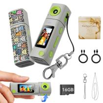 Câmera Mini de Chaveiro AUCAKU 2K com Lente Giratória de 270 e 16 GB