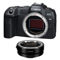 Câmera Mirrorless Canon Eos R8 24.2mp 4k + Adaptador Mount Para Lente Ef Ou Ef-s