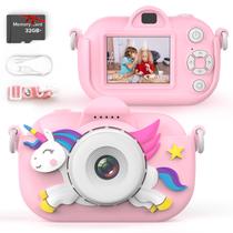 Câmera MKQ Kids 32MP HD, lente dupla, vídeo 1080P, cartão TF de 32 GB