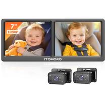 Câmera para Bebê no Carro Itomoro com Dupla Tela 7" 1080P e Visão Noturna IR