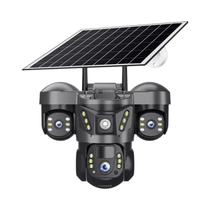 Câmera PTZ Solar Externa De 15MP 4G IP66 À Prova D'água Com Três Lentes, Detecção Humana PIR E