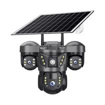 Câmera PTZ Solar Externa De 15MP 4G IP66 À Prova D'água Com Três Lentes, Detecção Humana PIR E