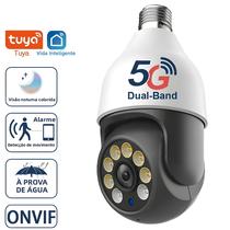 Câmera PTZ Tuya WiFi Dual-Band 5G 4MP Lâmpada E27 À Prova D'água Visão Noturna Colorida Vigilância