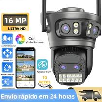 Câmera PTZ WIFI 8K 16MP Com Zoom Digital 10x, Quatro Lentes, Visão Noturna, Rastreamento Automático,