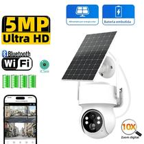 Câmera PTZ WiFi Externa Com Zoom 10X Solar 5MP Vigilância De Vídeo Sem Fio Com Bateria Integrada