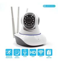 Câmera Robô Ip Sem Fio 360º 3 Antenas HD WiFi Visão Noturna Alarme