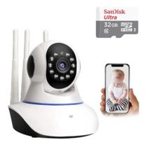 Camera Robozinho Wifi 3 Antenas 360 + Cartão Memória 32