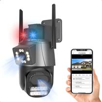 Câmera Segurança 360 4K IP Lente Dupla Wifi Sirene Detecção