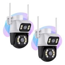 Câmera Segurança Ip Externa Wifi A28 App Icsee Prova Dagua IP66 Dome Lente Dupla Lentes 2 Em 1 Vigilancia Visão Noturna Infravermelho