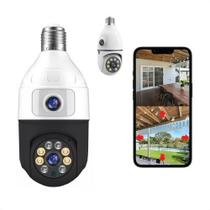 Câmera Segurança Wifi Dupla Lentes Lâmpada Visão Noturna 360 Ultra Moderna FULL HD1080p