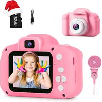 Câmera selfie infantil GKTZ para meninas de 3 a 8 anos com cartão SD de 32 GB