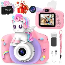 Câmera Skirfy Kids Unicorn 1080P HD Digital Cartão SD de 32 GB