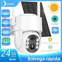 Câmera Solar 2K HD WiFi PTZ Com Proteção De Bateria E Detecção Humana PIR, Câmera De Vigilância Sem