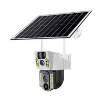 Câmera Solar De Lente Dupla 4K 4G Sim Wifi Externa IP66 À Prova D'água PIR Detecção Humana CCTV