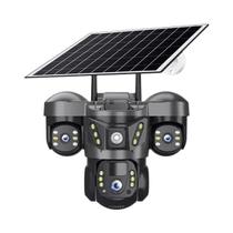Câmera Solar Externa 15MP Com Zoom 10X, 4G WIFI, PTZ, Lente Tripla, Rastreamento Automático E À Câmera Solar Externa 15MP Com Zoom 10X, 4G WIFI, PTZ, Lente Tripla, Rastreamento Automático E À