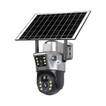 Câmera Solar Externa 4K 8MP Com Lentes Duplas WiFi 4G Bateria De Baixo Consumo Visão Noturna PIR IP