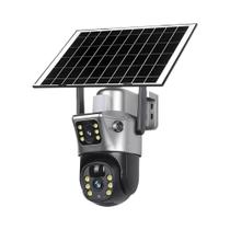 Câmera Solar Externa 4K 8MP Com Lentes Duplas WiFi 4G Bateria De Baixo Consumo Visão Noturna PIR IP