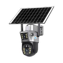 Câmera Solar Externa 4K 8MP Com Lentes Duplas WiFi 4G Bateria De Baixo Consumo Visão Noturna PIR IP