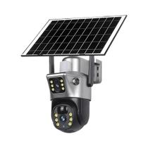 Câmera Solar Externa 4K 8MP Com Lentes Duplas WiFi 4G Bateria De Baixo Consumo Visão Noturna PIR IP