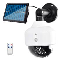 Camera Solar Falsa Dome Luminaria Sensor de Presença Movimento Placa Solar Controle Jardim Quintal Garagem Casa Predio Segurança