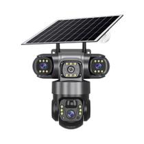 Câmera Solar IP V380 pro À Prova d'Água Com 3 Lentes HD 15 MP Visão Noturna Áudio Bidirecional 4G