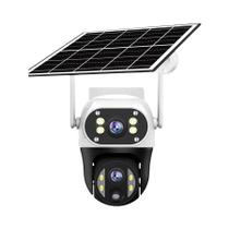 Câmera Solar IP WiFi 12MP V380 Com 3 Lentes, Detecção Humana PIR, Visão Noturna, À Prova D'água,