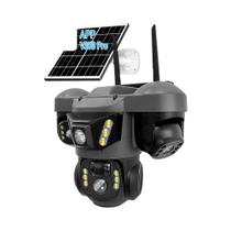 Câmera Solar V380 De 15MP Com Três Lentes, Zoom De 10x, Visão Noturna, Monitor De Vigilância PTZ Com