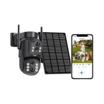 Câmera Solar WiFi 4K HD Externa 8MP Com Lente Dupla E Vigilância Por Vídeo Sem Fio Com Bateria