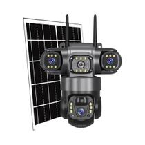 Câmera Solar WiFi Externa 12MP Lente Tripla Visão Noturna Monitor De Vídeo À Prova D'água 4G CCTV