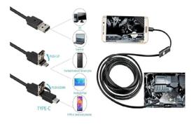 Câmera Sonda Endoscópica Usb Pc 2m Tipo C Prova Água Rigida