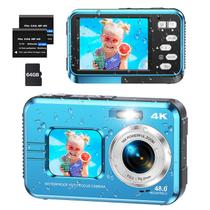 Câmera subaquática XNSIAKXA 4K 48MP 11FT à prova d'água com 64GB