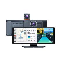 Câmera Veicular 4K QLED De 10,26 Polegadas Com Lente Dupla, Wireless CarPlay, Android Auto,