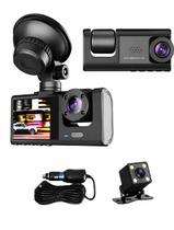 Câmera Veicular Automotiva WiFi Full HD 1080P DVR com 3 Câmeras Frontal Interna e Traseira Visão Noturna e Loop Gravação Câmera Veicular Automotiva WiFi Full HD 1080P DVR com 3 Câmeras Frontal Interna e Traseira Visão Noturna e Loop Gravação