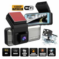 Câmera Veicular Full Hd 1080p Lente Dupla Gravador De Carro Duo Wifi Ideal Para Motorista Aplicativo - TATUDEBOA