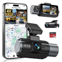 Câmera veicular GKU 4K de 3 canais, tela de 3" com GPS e WiFi