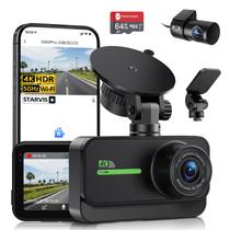 Câmera veicular GMAIPOP 4K+1080P dupla com WiFi e tela IPS de 3" e 170
