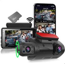 Camera Veicular Interna e Frontal WiFi Dashcam D26 + 32GB C/ Display Filmadora Automotiva Full HD Carro Segurança Taxi Uber