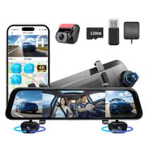 Câmera veicular Mercylion 12" 4K 4 canais espelho com WiFi e GPS Câmera veicular Mercylion 12" 4K 4 canais espelho com WiFi e GPS
