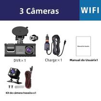 Câmera Veicular Mini DVR HD 1080P Com 3 Canais Wifi